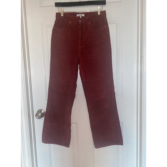 RE/DONE Generic  Loose Flair High Rise Corduroy Red Brick Pants Size 26 - Picture 1 of 5